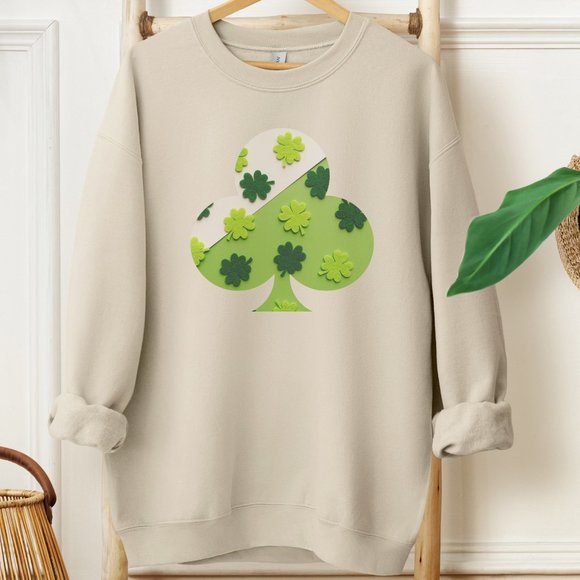 Sand Sweatshirt for Saint Patrick's Day Green Shamrock Lucky Clover - Picture 1 of 5